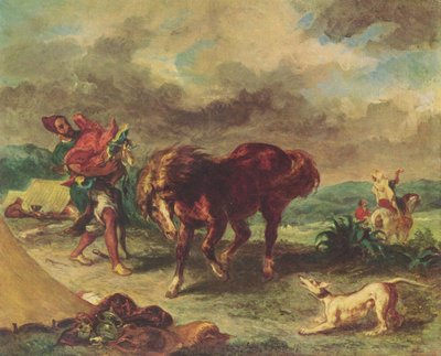 Moroccan and His Horse by Ferdinand Victor Eugene Delacroix